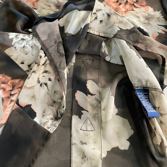 EVAN Picone cap sleeve Blouse Floral Semi Sheer button - Women's size 10 - Picture 12 of 13